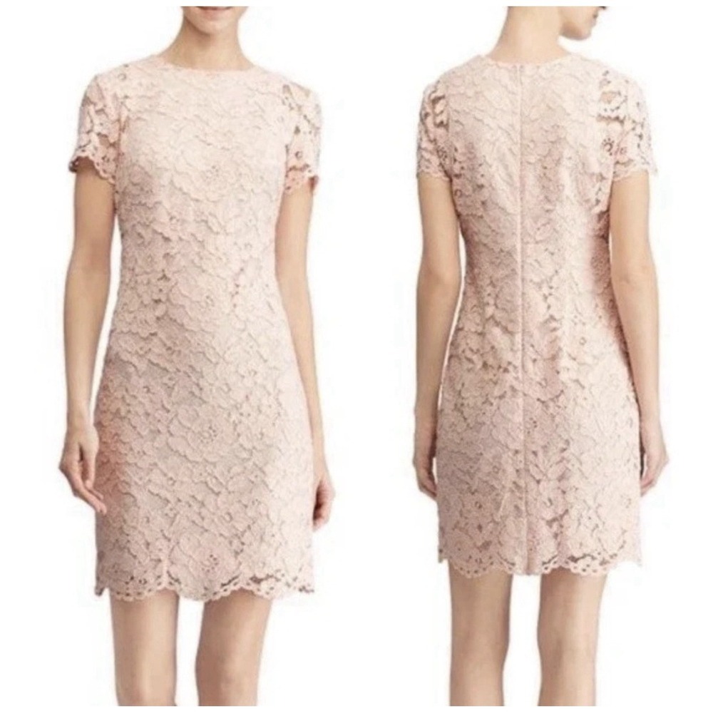 Ralph Lauren Powder Pink Lace Dress Sz 10 - Retail $170 - Wedding Party Work NWT